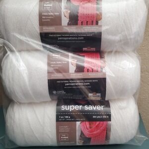 🌷New Red Heart Super Saver Yarn 3 Pack Acrylic 4 Worsted Wt Knitting Crochet